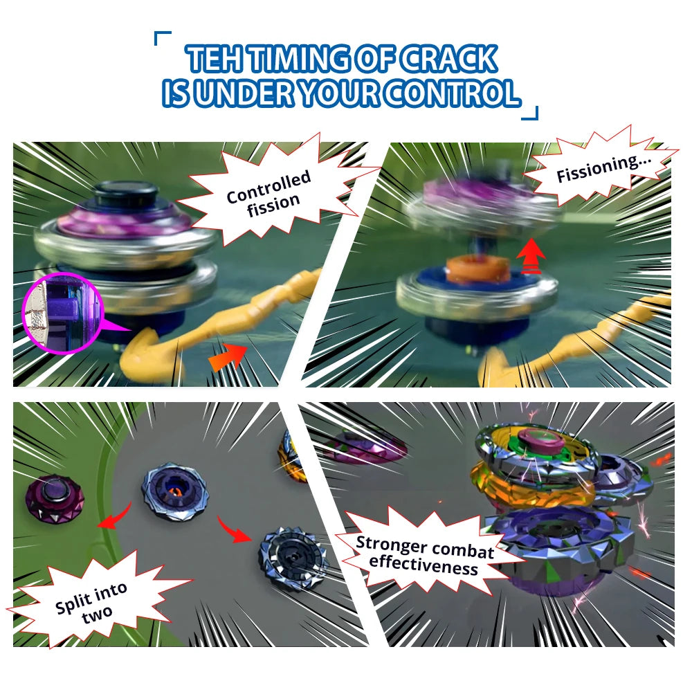 Arena-X  Nado 3 Crack Series 2 In1 Split Transforming Metal Gyro Battle Spinning Top With Launcher Anime Kids Toy Gift