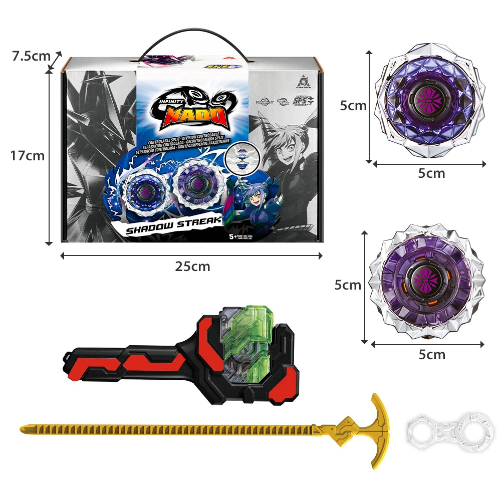 Arena-X  Nado 3 Crack Series 2 In1 Split Transforming Metal Gyro Battle Spinning Top With Launcher Anime Kids Toy Gift
