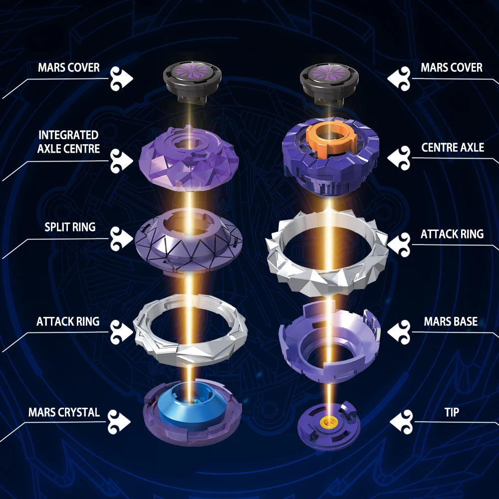 Arena-X  Nado 3 Crack Series 2 In1 Split Transforming Metal Gyro Battle Spinning Top With Launcher Anime Kids Toy Gift