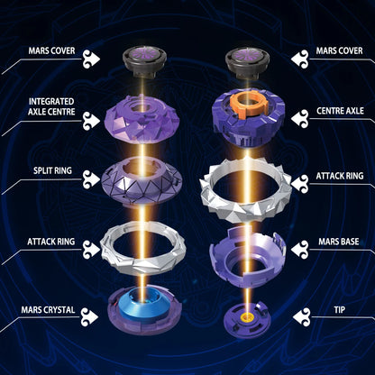 Arena-X  Nado 3 Crack Series 2 In1 Split Transforming Metal Gyro Battle Spinning Top With Launcher Anime Kids Toy Gift